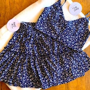 Polly Princess Shah Set Floral Midnight Blue Top and Skirt Set